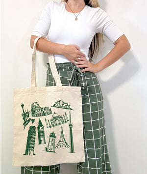 Open image in slideshow, Landmark Doodles Tote Bag
